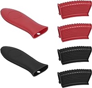uxcell 6pcs Cast Iron Skillet Handle Covers, Silicone Hot Handle Holder, Heat Resistant Pot Handle Sleeve for Cast Iron Pans, Metal Pots, Griddles,Black/Red