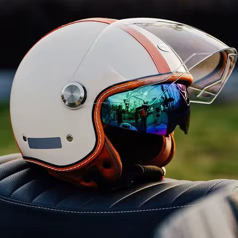 Newest Retro Motorbike Helmets DOT 3/4 Open Face Motorcycle Vintage Chopper Bike Cascos Scooter Capa