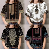 ASEAN Attire For Women, Vintage Plus Size T-shirt For Women Short Sleeved Top For Woman XS-5XL
