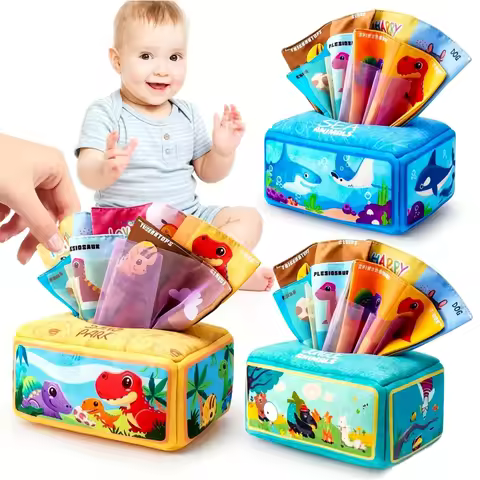 Baby Tissue Box Toys Montessori Toys Suitable For 6 To 12 Months Old Baby Soft Pleated Baby Sensory