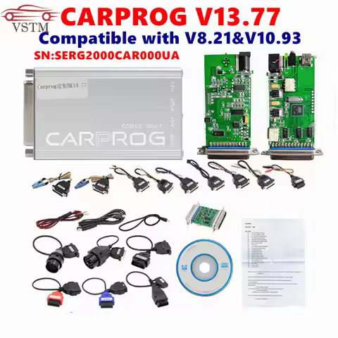 Newest Online Carprog 13.77 Full Adapters with keygen Car Prog 8.21/V10.93 Iprog Pro V86 For Air`bag