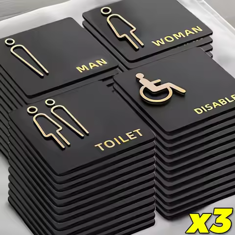 3D Acrylic Toilet Sign Women Men Disabled Bathroom Exit Door Plate for Office Cafe Shop Hotel Restau