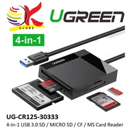 UGREEN 4-IN-1 SUPER SPEED USB 3.0 USB-A TO SD / TF / CF / MS SLOT CARD READER - 50CM (UG-CR125-30333