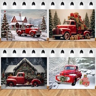 【DNK】-Christmas Background Cloth Party New Year Vintage Red Truck Children Photo Studio Photography 