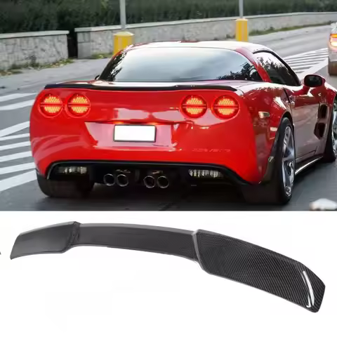 Wing Spoiler For 2005-2013 Corvette C6 ZR1 Extended Style ABS Plastic Rear Trunk Lid Carbon fiber pa
