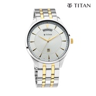 Titan Regalia Opulent White Dial Analog with Day and Date Stainless Steel Strap Watch for Men