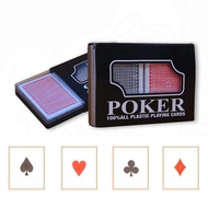 Set 2 bộ bài poker nhựa DJ-283 hai màu đỏ đen mới nhất 2023