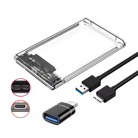 Transparent HDD Case HDD Enclosure 2.5 inch SATA To USB 3.0 Type-C 3.1 UASP Clear Hard Drive Case Ha