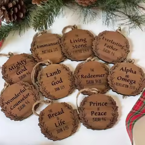 10Pcs Jesus Wood Ornament Christianity Bible Characters Xmas Tree Hanging Pendant Christmas Random T