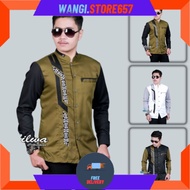 KATUN HIJAU MUSLIM CLOTHES FOR MEN "FATHER" BIGSIZE NEW PLAIN COLOR MOTIF / Koko Shirt Combination B