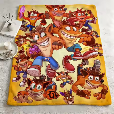 Bed C-Crash Bandicoot-T Blanket game C-Crash Bandicoot-T Throw Warm Soft Flannel Blanket, Multi-use 