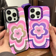 Pink Gradient Flower Expression Phone Case Compatible for IPhone 15 14 13 12 11 Pro Max X XS XR XS Max 7/8 Plus Se2020 Thickened Drop-Resistant Exquisite Cover