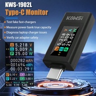 Máy kiểm tra KWS-1902L Type-C Màn hình màu 0,96'' Màn hình giám'sát điện áp/dòng điện/nguồn điện thờ