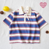 mirrorme เสื้อโปโลลายทางแขนสั้น ทรงสวย พรางหุ่นดีมาก กระดุมหน้า 02