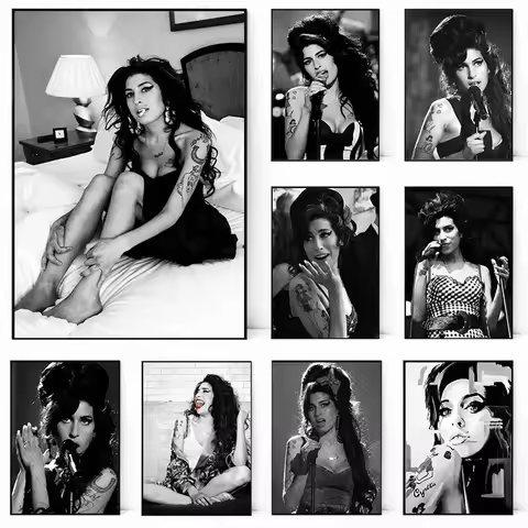 Famous Music Singer Amy Winehouse Vinatge Fashion Posters Canvas Painting and Prints Wall Art Modern