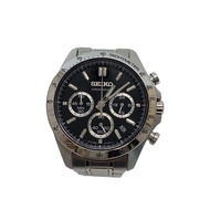SEIKO mens watches quartz wrist watch -- stainless BLK SLV 8T63-00D0 Direct from Japan Secondhand
