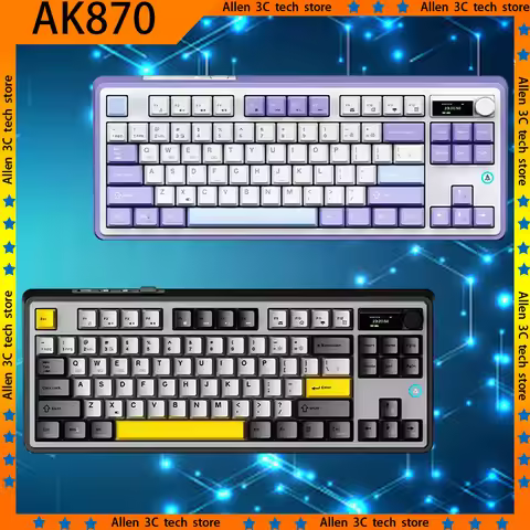 AJAZZ AK870 Magnetic Switch Mechanical Keyboard Wireless 3Mode TFT Screen Knob RGB Esports Custom Ga