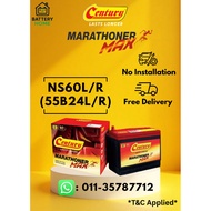 [No Installation] Century Marathoner Max NS60 NS60L /R 55B24L/R Car Battery Bateri Kereta Proton Sag