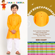{**ส่งฟรี**} SMALL INDIA 🏀🌟 Kids Boy Orange & White Solid Kurta Pajamas 🏀🌟 Boy Kurta Pajamas
