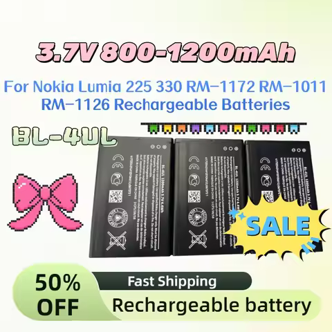 BL-4UL Lithium Polymer Battery 3.7V 800-1200mAh for Nokia Lumia 225 330 RM-1172 RM-1011 RM-1126 Rech