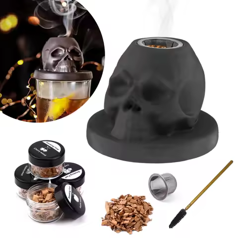 Ceramics Whiskey Smoker Kit Skull-Shaped Smoke Infuser Old Fashioned Cocktail Smoker Kit With Fruity