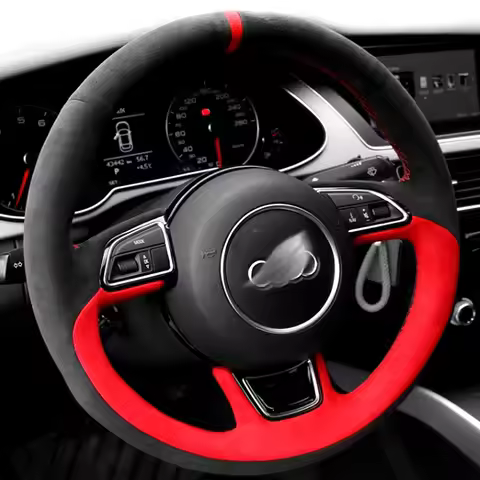 DIY Steering Wheel Cover Braid red Suede Interior for Audi A1 8X A3 8V Sportback A4 B8 Avant A5 8T A
