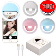 Rechargeable Selfie Ring Light Mini Portable USB Level Brightness Adjustable Phone Camera Lamp Clip 