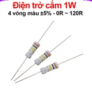 [Buy cheap wholesale prices] (50 pieces) Plug-in resistor 1W 4 color rings ±5% - value 0R to 120R
