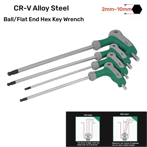M2M2.5M3M4M5M6M8M10 T-Handle Handle Allen Wrench Long Arm Ball Head/Flat End Hex Key Wrench Home Aut