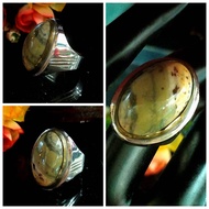 Stainless Steel Ring with Solomon Agate Stone - Pancawarna Stone or Named Stone 5 Elements (Gold, Wo