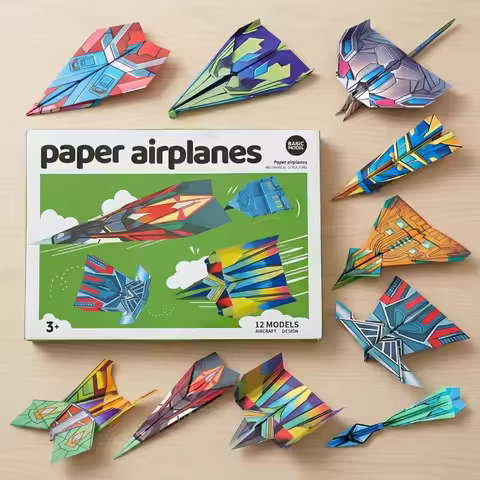 36 PCS/Set Paper Airplane Folding Set, Handmade 3D Foldable Airplane Model DIY Creative Color Produc