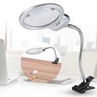 【ลดราคา】 เลนส์ขนาดใหญ่ฐานเรียบโคมไปตั้งโต๊ะ Lighted Desk Magnifying Glass กระจกขยายแว่นขยายกับไฟ LED CLAMP