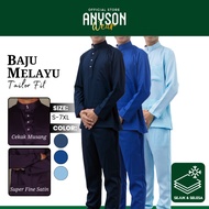 ANYSON WEAR Baju Melayu Tailor Fit Plus Size 7XL Lelaki Dewasa (Blue/Biru) | Baju Raya Selesa