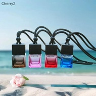[cherry2] 1Pc ck Cover Square Glass Car Perfume Empty Bottle Pendant Car Mounted Perfume Pendant  Di