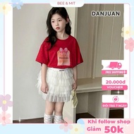 Girls T-shirt Red Cute Bow Cake cotton T-shirt, 100% cotton children's t-shirt - BeeShop
