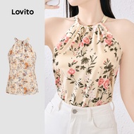 Lovito Vacation Top Drawstring Tie Back Resort Style Spring/summer Top for Women L137ED657 Lovito Va