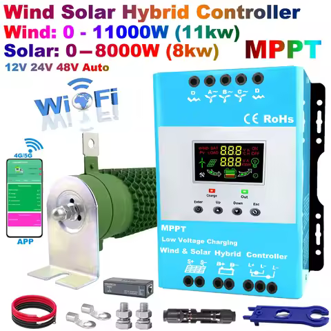 12V 24V 48V 3000W 4KW 9KW 5KW Hybrid Wind Solar Charge Controller MPPT Battery Equalizer 80A For Lif