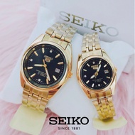 ∏♘S187 Seiko 5 Gold-Gold Couple Watch Water Resistance Stainless steel Gold