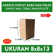 New Plain Diecut Cardboard Box Size 8x8x13