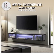 Monolife* 6ft, 5ft+ Hanging TV Cabinet Base LED Rattan Muji Aesthetic / Rak TV Kabinet Gantung (Oak,