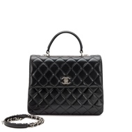 Chanel Black Quilted Lambskin Large Trendy CC Top Handle Flap Bag Silver Hardware, 2017-2018