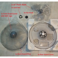 KDK 16" Fan Replacement Kit - Front &amp; Rear Guards, Blade, Ring, KDK Fan Knob, Lock Nut (Table fan/Wall fan /Stand Fan )