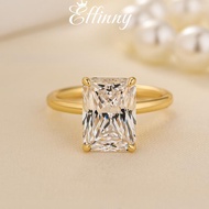 Effinny Radiant Cut 5.0ct Solitaire Golden Engagement Ring, 5A Cubic Zirconia Promise Ring,925 Sterl