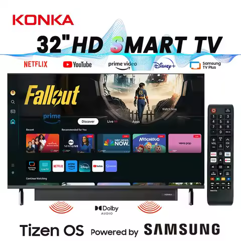 KONKA 32" Smart TV Tizen OS Powered By SAMSUNG Built-in 30W Soundbar HDR10 V-Max Display Theater Aud