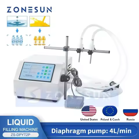 ZONESUN ZS-DPYT2P Liquid Filling Machine Semi-automatic Double Nozzles Beverage Juice Perfume Vial W
