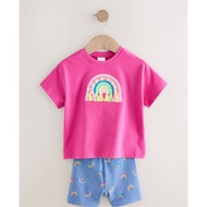 Pink Rainbow Short Sleeve T-Shirt and Cycle Shorts Set (9-12mths)