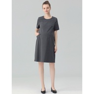 January Maternity Wear Summer Dress Women Professional Round Neck Mid-Length Pregnancy Short-Sleeved