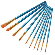 10 ด้ามสุดคุ้ม ชุดพู่กันกลม พู่กันแบน สีน้ำ สีกวอซ สีน้ำมัน สีอะคริลิค พู่กันแทง 10 paint brush pen