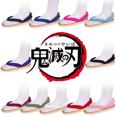 Demon Slayer Kimetsu No Yaiba Anime Cosplay Shoes Kamado Tanjirou Sandals Kamado Nezuko Geta Clogs A