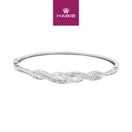 HABIB Tapered and Round Diamond Bangle in 375/9K White Gold 67616